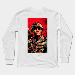 Retro soldier pop art Long Sleeve T-Shirt